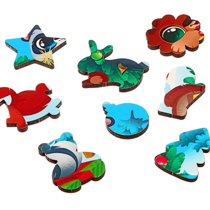 Деревянный пазл фигурный &laquo;Новый год для друзей&raquo;