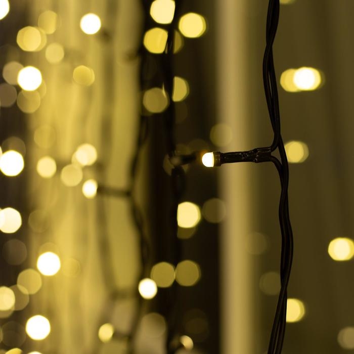 Гирлянда &laquo;Занавес&raquo; 2 &times; 3 м, IP44, УМС, тёмная нить, 760 SMD-LED, свечение тёплое белое, 220 В