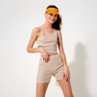 Майка укороченная женская MINAKU: Basic line цвет бежевый, р-р 46 Майка укороченная женская MINAKU: Basic line цвет бежевый, р-р 46