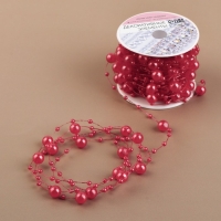 Жемчуг на леске, 3/8 мм, 9 &plusmn; 0,5 м, цвет красный