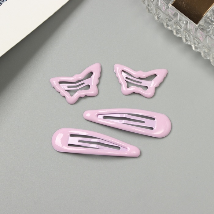 Невидимка для волос Невидимка для волос "Энико" (набор 4 шт) бабочка, 5 и 3 см, сиреневый