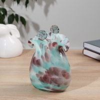 Ваза "Кошелёк" зелёно-марганцевый, (в стеклокрошку) 16см