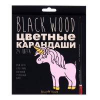 Карандаши 24 цвета BlackWoodColor, пластиковые, трёхгранные, МИКС