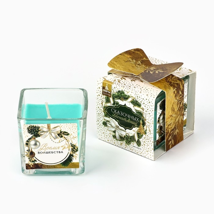 Новогодняя свеча в стакане &laquo;Новый год: Время чудес и волшебства&raquo;, аромат еловые шишки