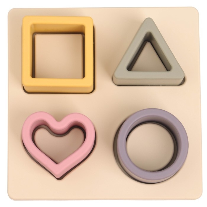 Развивающая игрушка - сортер &laquo;Изучаем фигуры&raquo;, пищевой силикон, цвет бежевый, Mum&Baby