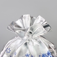 Подарочный мешок Деда Мороза &laquo;Снежинки&raquo;, серебро, 60 х 40см