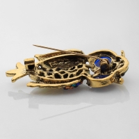 Брошь &laquo;Сова&raquo;, цветная в чернёном золоте