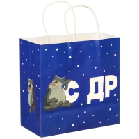 Пакет подарочный "С Др тебя если чо" 22х22х11 см, крафт, упаковка, Жил-был Пес Пакет подарочный "С Др тебя если чо" 22х22х11 см, крафт, упаковка, Жил-был Пес
