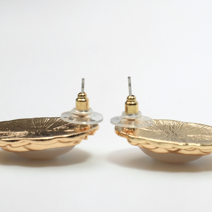 Серьги с жемчугом &laquo;Абстракция&raquo; зеркало, цвет золото