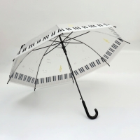 Зонт - трость полуавтоматический &laquo;Ноты&raquo;, 8 спиц, R = 46/54 см, D = 108 см, рисунок МИКС