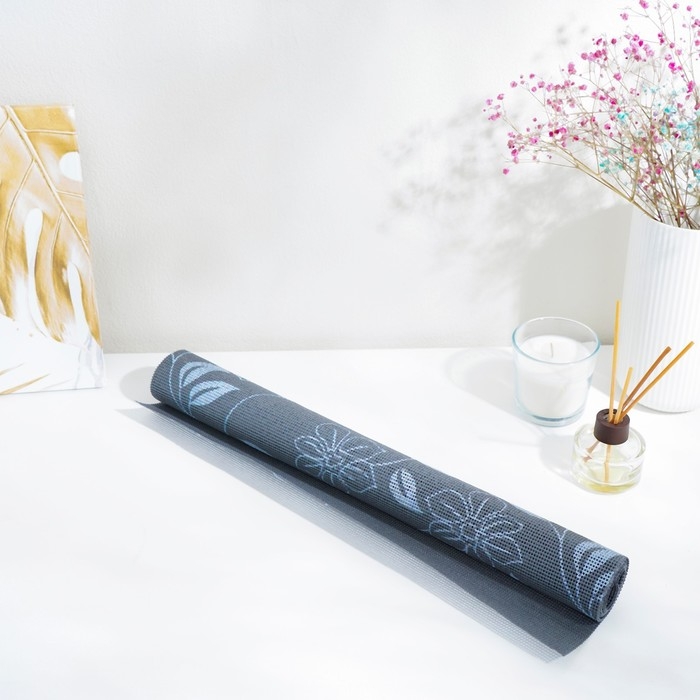 Коврик противоскользящий Доляна «Вьющиеся цветы», 45×100 см, цвет серый Коврик противоскользящий Доляна «Вьющиеся цветы», 45×100 см, цвет серый