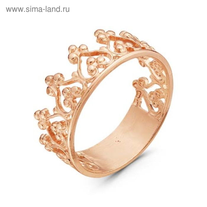 Кольцо «Корона», розовое золочение, 18 размер Кольцо «Корона», розовое золочение, 18 размер