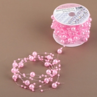 Жемчуг на леске, 3/8 мм, 9 ± 0,5 м, цвет розовый Жемчуг на леске, 3/8 мм, 9 ± 0,5 м, цвет розовый