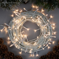 Гирлянда &laquo;Нить&raquo; 20 м, IP20, белая нить, 200 LED, свечение тёплое белое, 8 режимов, 220 В