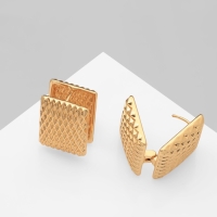Серьги металл «Аккорд» орнамент, прямоугольник, цвет золото Серьги металл «Аккорд» орнамент, прямоугольник, цвет золото