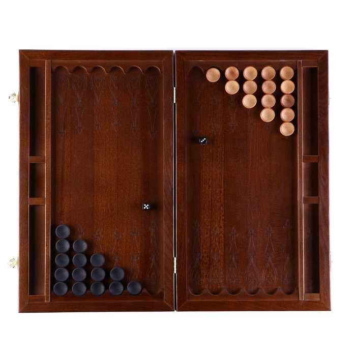 Нарды деревянные большие, резные, настольная игра "Москва", бук, патина, 50 x 59 см