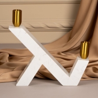 Подсвечник латунь, мрамор &laquo;Грани&raquo; 22 х 20 х 5 см