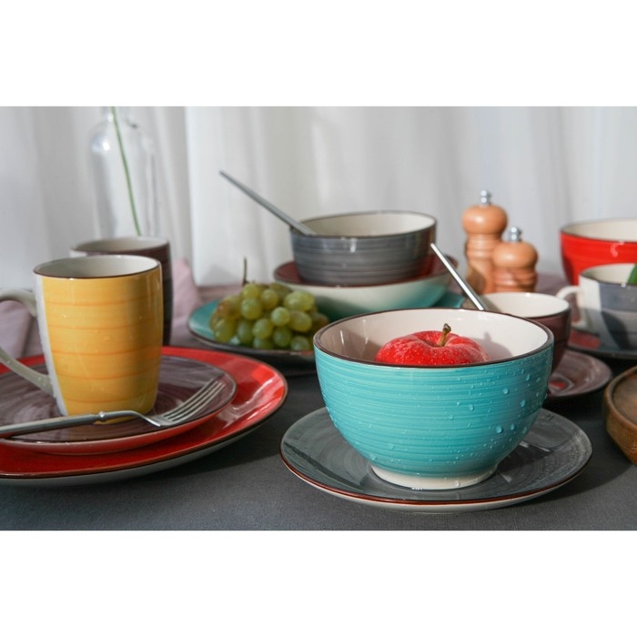 Салатник керамический Доляна &laquo;Морской мир&raquo;, 800 мл, d=14 см, цвет красный