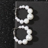 Серьги-кольца «Жемчуг» маленькие, цвет белый в серебре, d= 3,5 см Серьги-кольца «Жемчуг» маленькие, цвет белый в серебре, d= 3,5 см