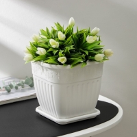 Горшок для цветов с поддоном &laquo;Лозанна&raquo;, 3 л, пластиклвый, цвет белый