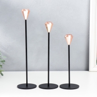 Подсвечник металл "Милан. Грани" набор 3 шт медь высота 22; 26,5; 32 см 32х8х8 см Подсвечник металл "Милан. Грани" набор 3 шт медь высота 22; 26,5; 32 см 32х8х8 см