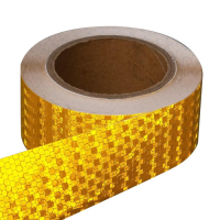 Светоотражающая лента, самоклеящаяся, желтая, 5 см х 15 м