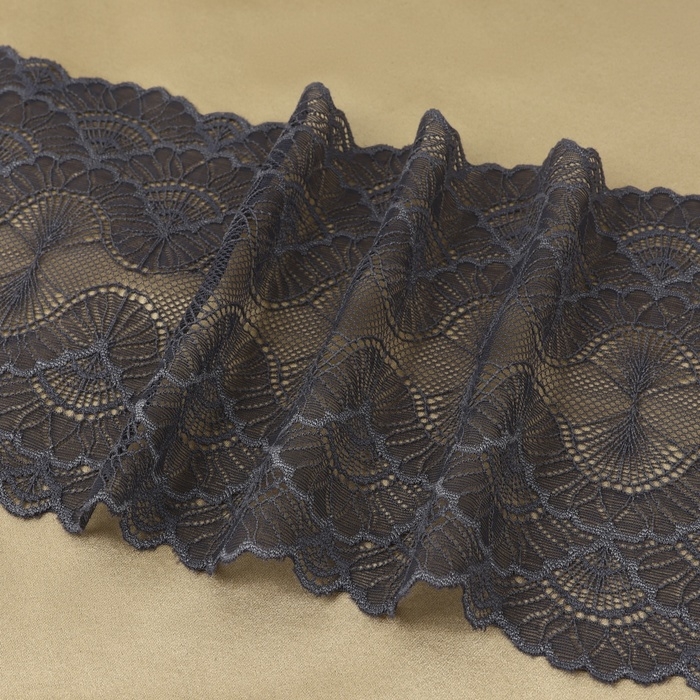 Кружевная эластичная ткань, 180 мм &times; 2,7 &plusmn; 0,5 м, цвет графитовый