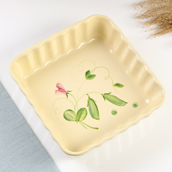 Емкость для запекания "Волна квадратная" 1,5л / 6,5х23х23см, горошек