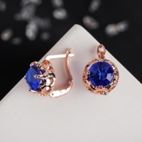 Серьги со стразами «Эдель» кружок, цвет ярко-синий в золоте Серьги со стразами «Эдель» кружок, цвет ярко-синий в золоте