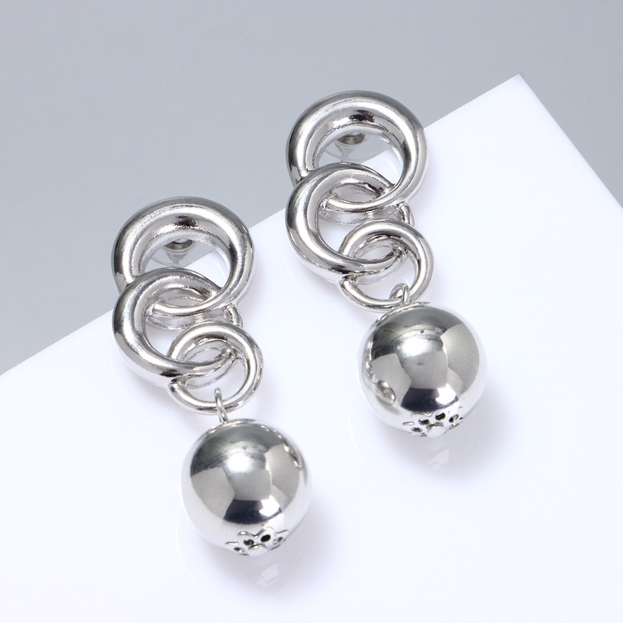 Серьги металл Серьги металл "Стиль" жёлудь, цепь, цвет серебро