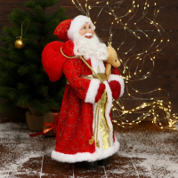 Дед Мороз "В красной подпоясанной шубе, с подарками" 45х23 см Дед Мороз "В красной подпоясанной шубе, с подарками" 45х23 см