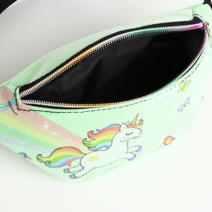 Сумка поясная детская на молнии «Выбражулька», цвет зелёный Сумка поясная детская на молнии «Выбражулька», цвет зелёный