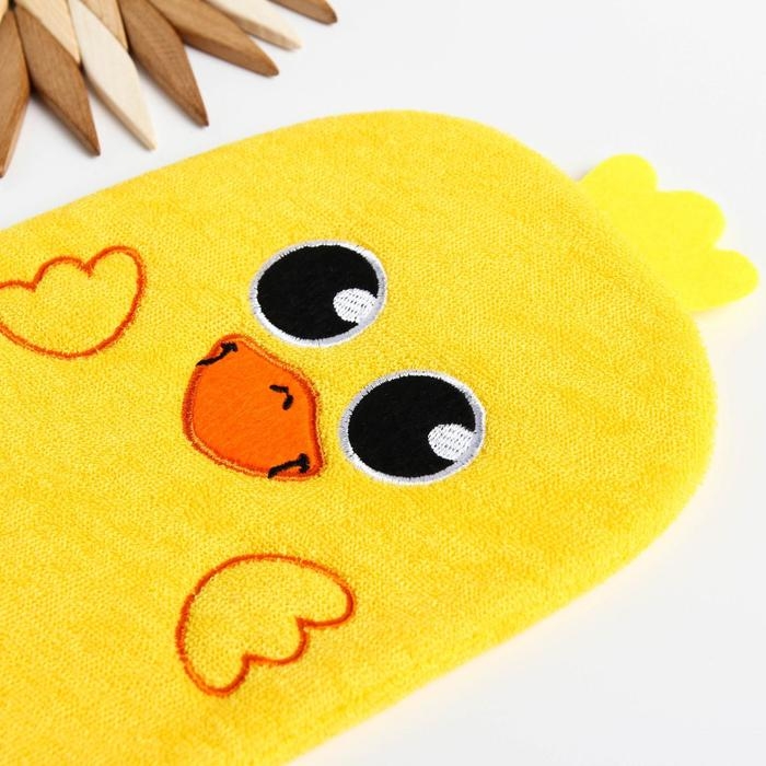 Мочалка детская для купания &laquo;Утёнок&raquo;, варежка, из махры