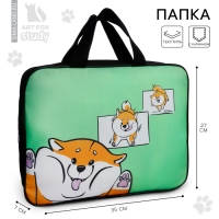 Папка для труда А4 на молнии текстиль 70мм 350 х 270 унив &laquo;1 сентября: Сиба веселый&raquo;