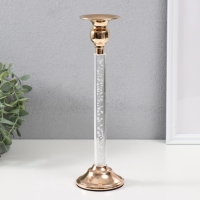 Подсвечник металл, акрил на 1 свечу "Аква" d=2-6 см золото 8х8х27 см