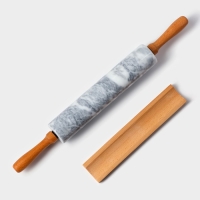 Скалка из мрамора Magistro, с подставкой, 45&times;5 см, цвет белый