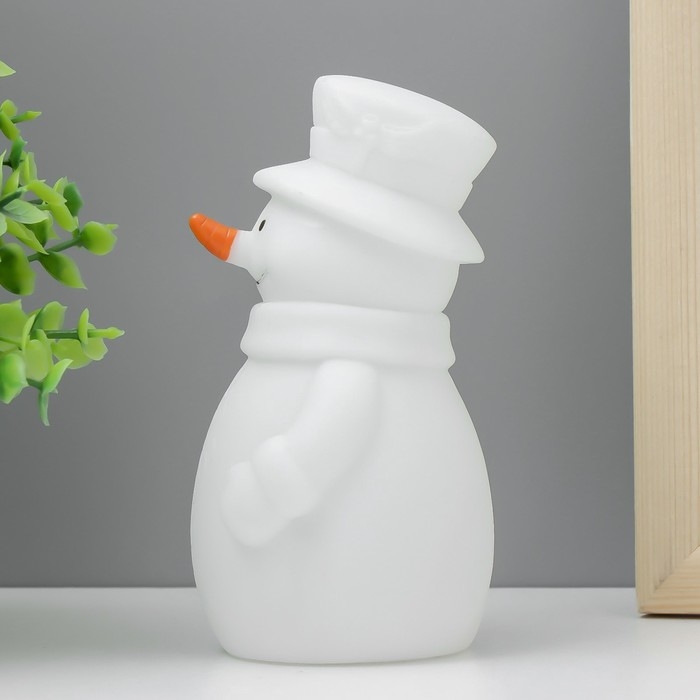 Ночник "Снеговик в шляпе" LED от батареек 3хLR44 белый 7х7х12 см