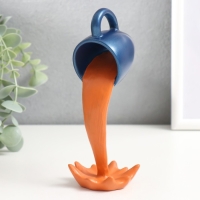 Сувенир полистоун "Синяя чашка жидкое золото - брызги" 15х5,5х8 см