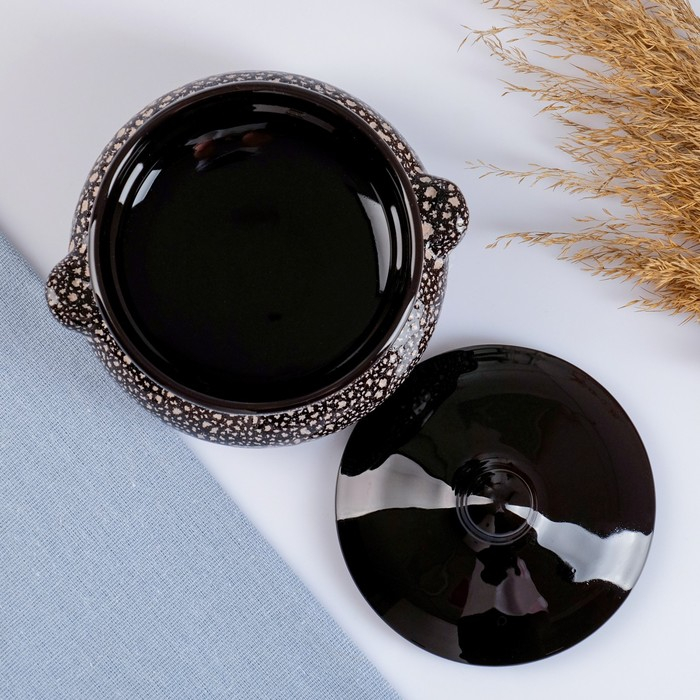 Горшок керамический для запекания Горшок керамический для запекания "Лакомка" 0,5л / 13х9,5см, мрамор