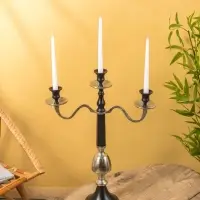 Подсвечник канделябр  на 3 свечи "Тёмная Вуаль" алюминий 46х15х62 см