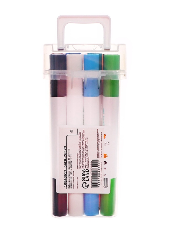 Набор акриловых маркеров 12 цветов в пластиковом кейсе, двусторонние