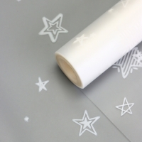 Пленка для цветов матовая, "Звездочки", белый, 0,6х9м &plusmn;5%