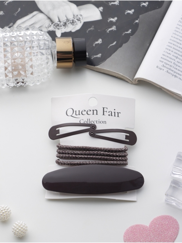 Набор для волос "Авиталь" (4 резинки 6,5см, автомат 9см, 2 невидимки 4,5см) коричневый