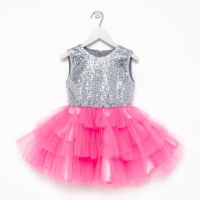 Платье детское с пайетками KAFTAN, размер 30 (98-104 см), ярко-розовый