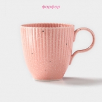 Кружка Доляна &laquo;Коралл&raquo;, 350 мл, фарфор, розовая