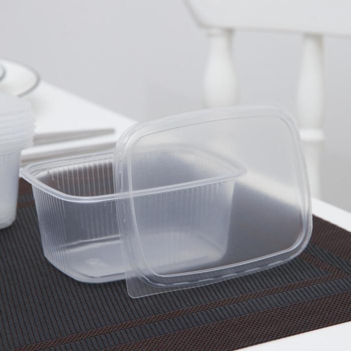 Набор пластиковых одноразовых контейнеров с крышкой, 250 мл, 10,8&times;8,2 см, 5 шт, прозрачный