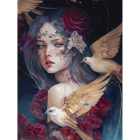 Алмазная мозаика с частичным заполнением на холсте «Птицы», 30 х 40 см Алмазная мозаика с частичным заполнением на холсте «Птицы», 30 х 40 см