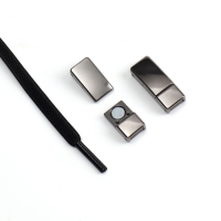 Шнурки для обуви, пара, с плоским сечением и фиксатором на магнитах, 100 см, цвет чёрный