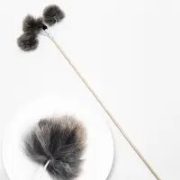 Дразнилка-удочка "Меховой пушок на трех резинках", на деревянной палочке 50 см