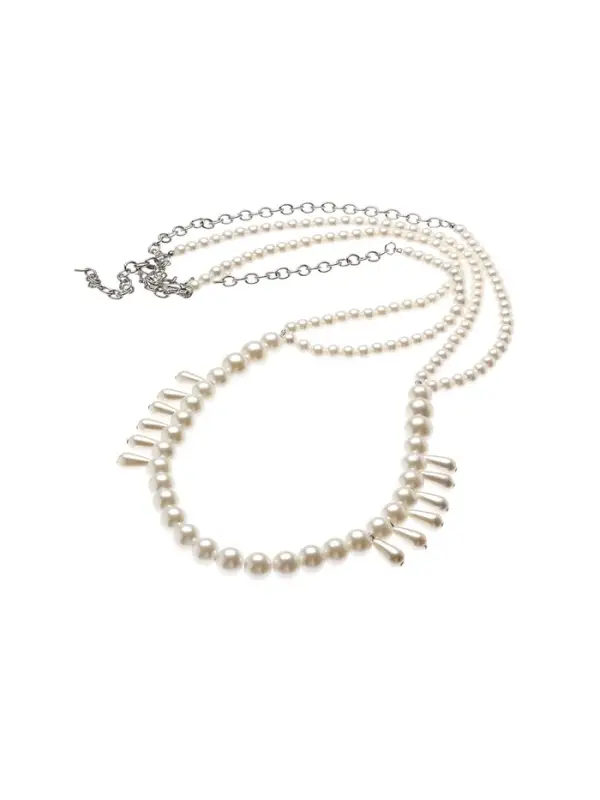 Бодичейн женская &laquo;Жемчуг&raquo; капли, белый в серебре